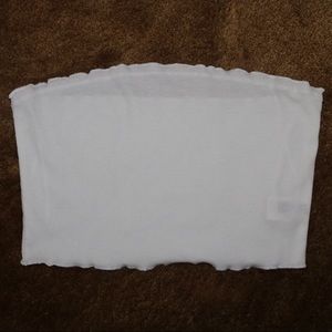 Rib-knit white tube top